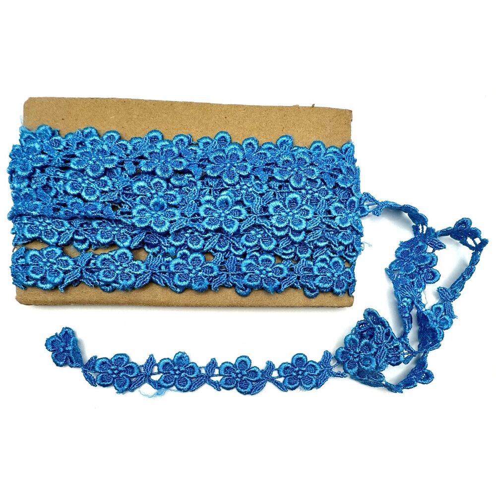 Turquoise Aqua Blue Flower Lace Trim Bridal Sewing Crafts Fashion 5 1/2 Yards
